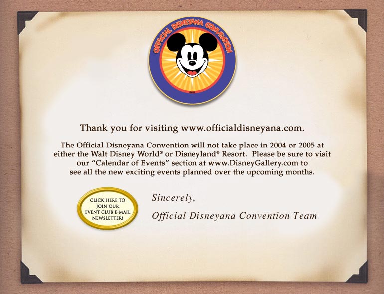 Letter from the Official Disneyana Convention Team