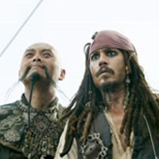 Sao Feng (Chow Yun-Fat) and Capt. Jack Sparrow (Johnny Depp) -- the more Jack says, the less you should trust him ...