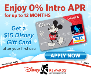 Get 0% Intro APR for up to 12 months with the Disney Rewards® Visa® Card.