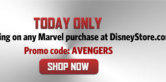 Free shipping on any Marvel purchase at DisneyStore.com