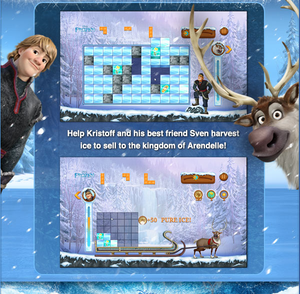 Help Kristoff and Sven help harvest ice